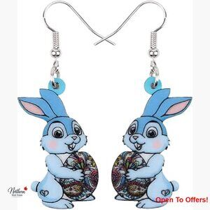 Acrylic Easter Bunny Hare Dangle Drop Earrings Jewelry For Girls
